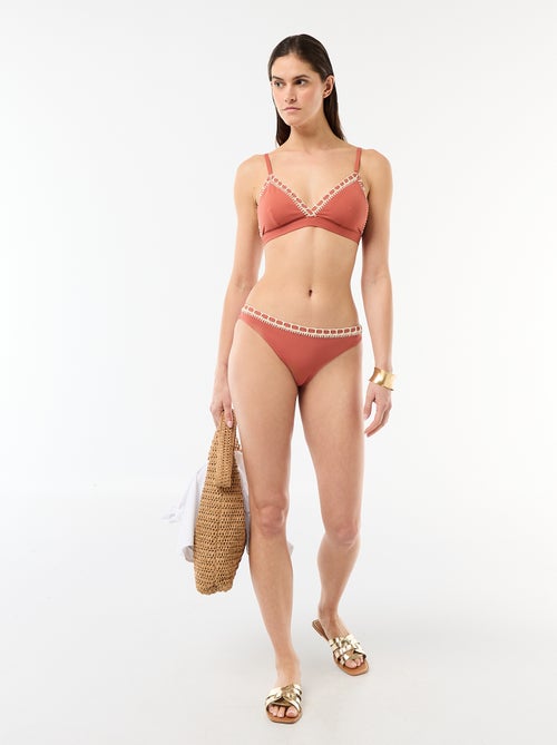 Top de bikini triángulo con bordes de macramé - Kiabi