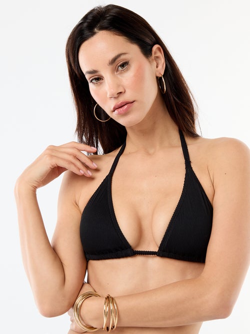 Top de bikini triángulo de malla texturizada - Kiabi