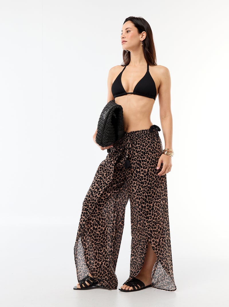 Top de bikini triángulo de malla texturizada Negro - Kiabi