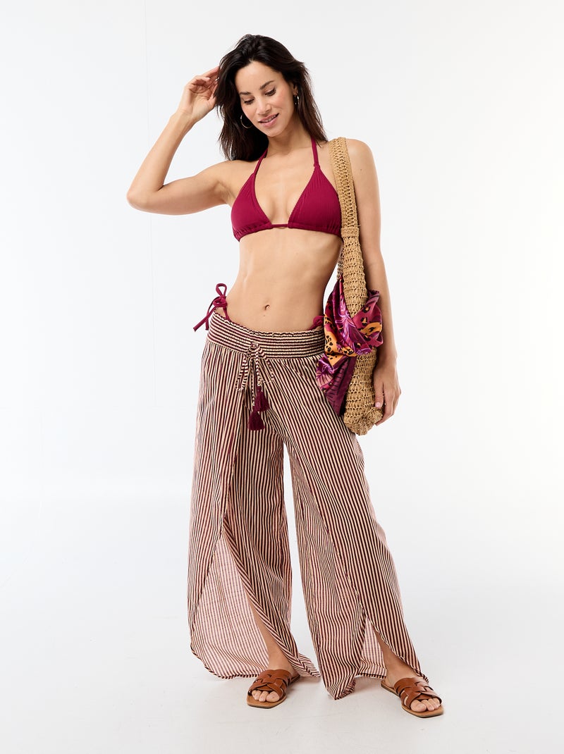 Top de bikini triángulo de malla texturizada Rojo - Kiabi