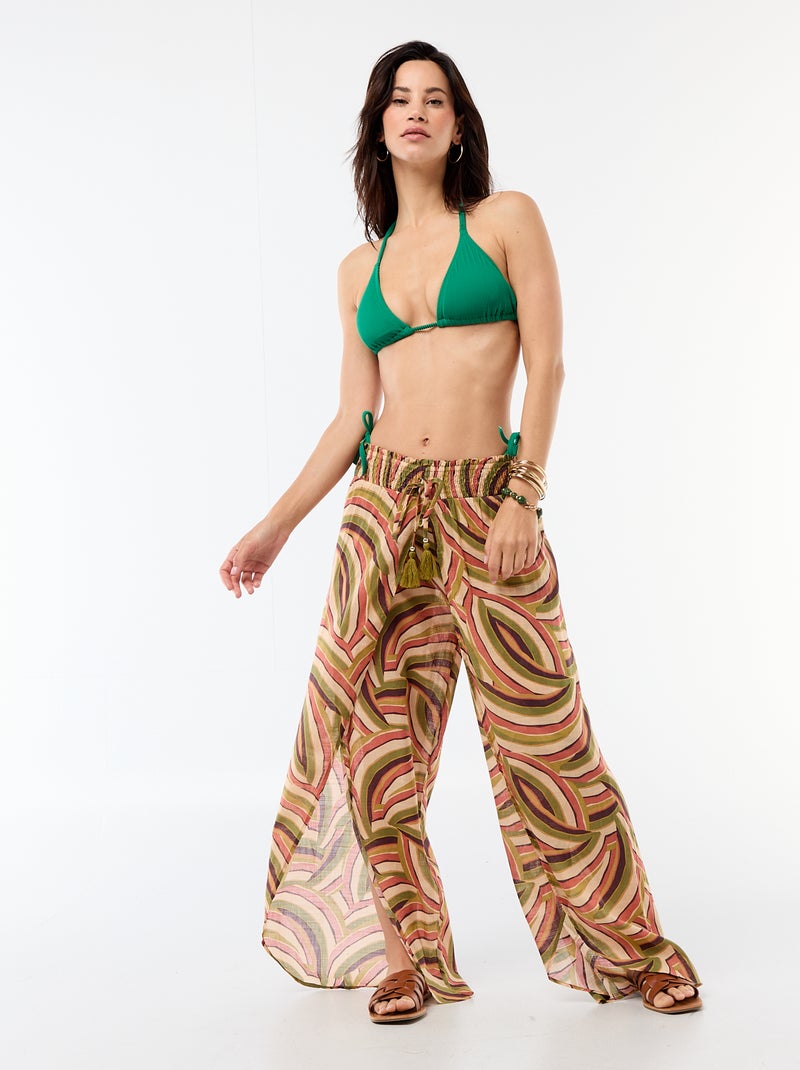 Top de bikini triángulo de malla texturizada Verde - Kiabi