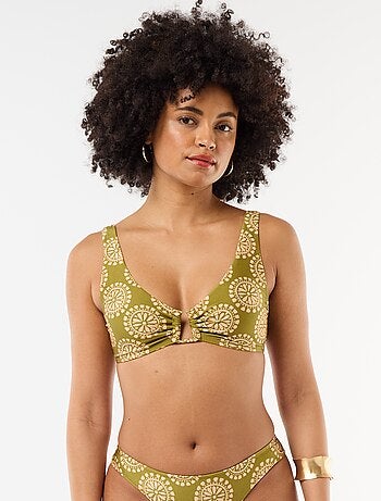 Top de bikini triángulo de microfibra estampado