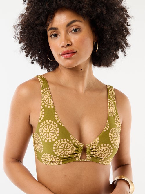 Top de bikini triángulo de microfibra estampado - Kiabi