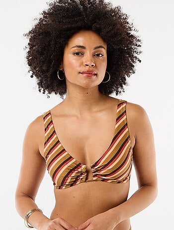 Top de bikini triángulo de microfibra estampado