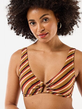 Top de bikini triángulo de microfibra estampado