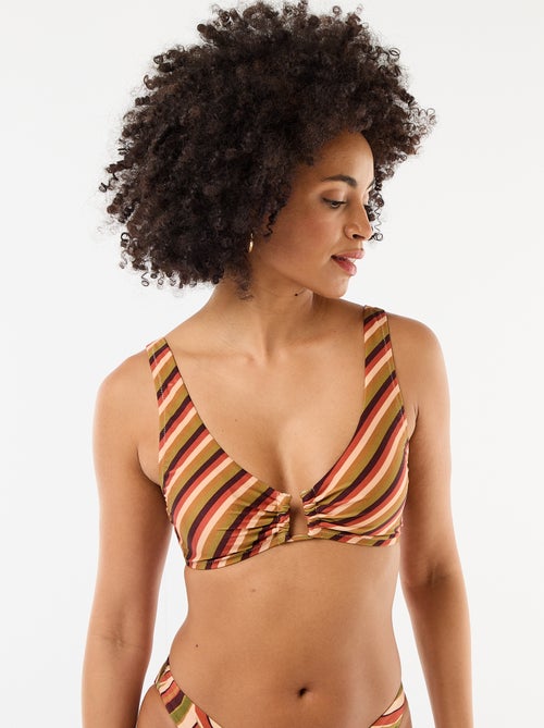 Top de bikini triángulo de microfibra estampado - Kiabi