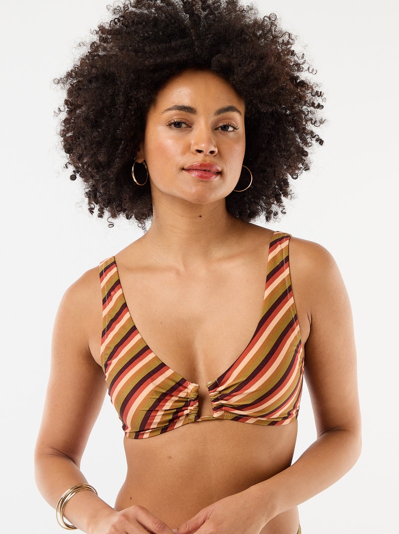 Top de bikini triángulo de microfibra estampado Verde - Kiabi