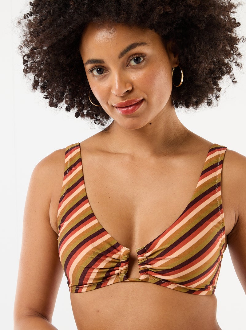 Top de bikini triángulo de microfibra estampado Verde - Kiabi