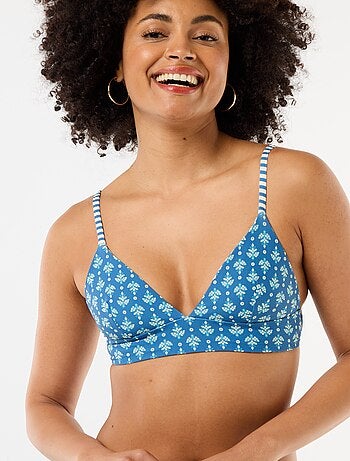 Top de bikini triángulo estampado reversible
