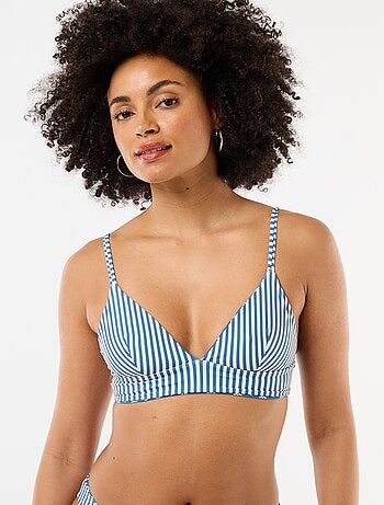 Top de bikini triángulo estampado reversible