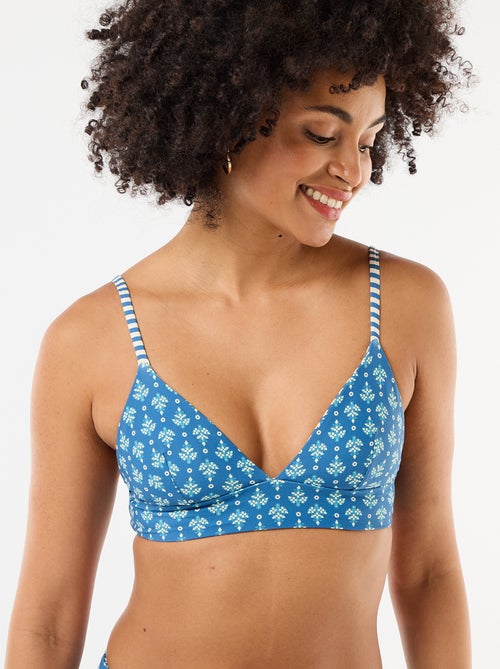 Top de bikini triángulo estampado reversible - Kiabi