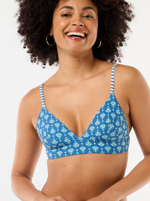 Top de bikini triángulo estampado reversible - Kiabi