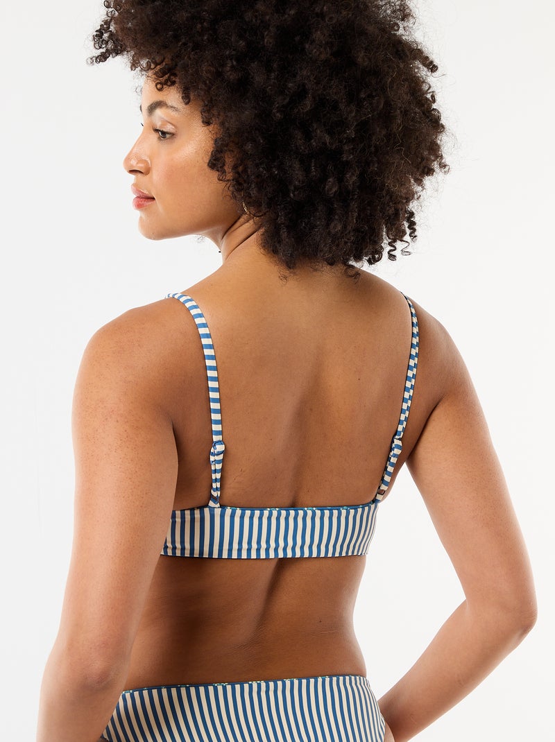 Top de bikini triángulo estampado reversible Azul - Kiabi