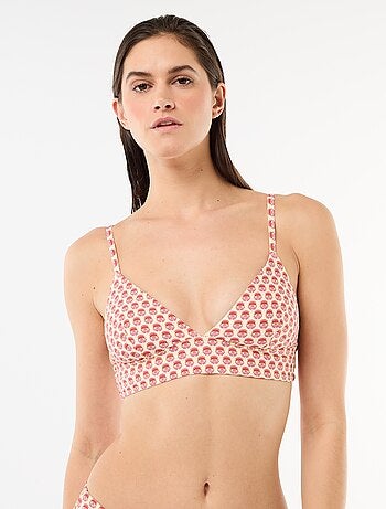 Top de bikini triángulo estampado reversible