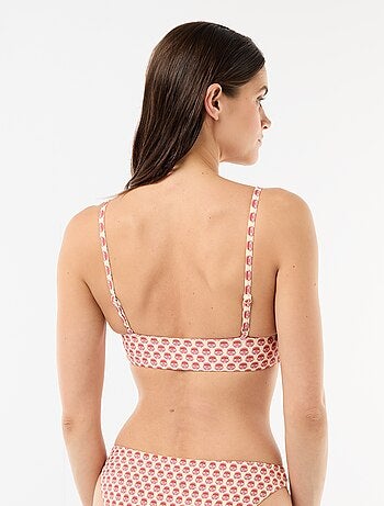 Top de bikini triángulo estampado reversible