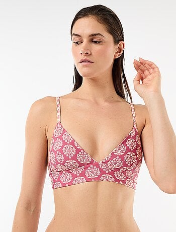 Top de bikini triángulo estampado reversible