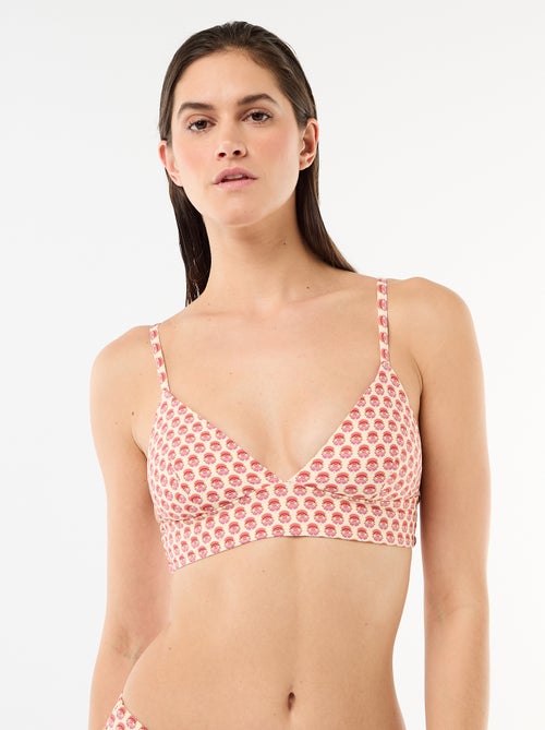 Top de bikini triángulo estampado reversible - Kiabi
