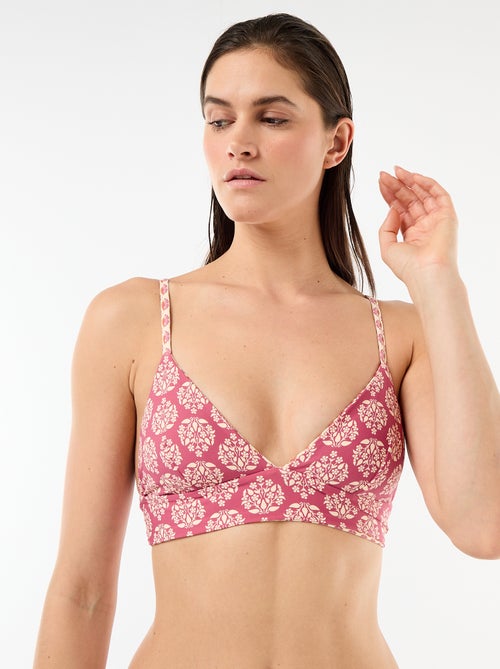 Top de bikini triángulo estampado reversible - Kiabi