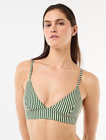 Top de bikini triángulo estampado reversible