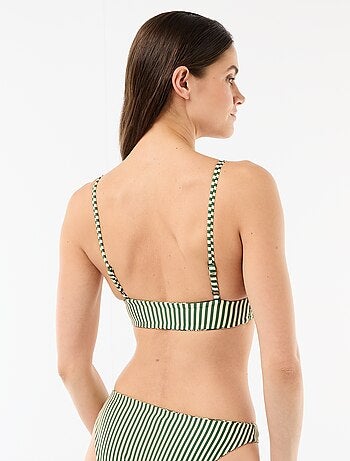 Top de bikini triángulo estampado reversible