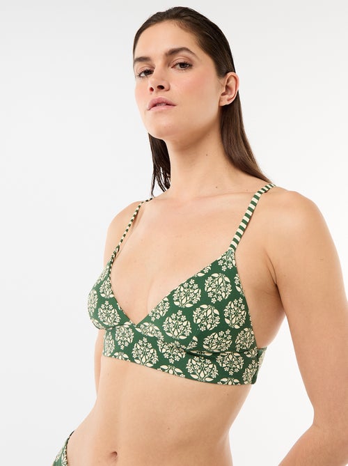 Top de bikini triángulo estampado reversible - Kiabi