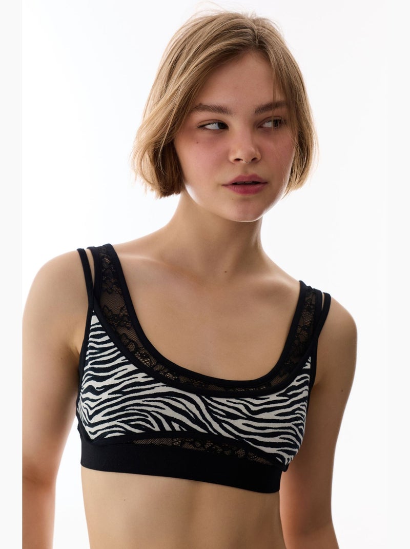 Top de bikini zebra bra penti Negro Blanco - Kiabi