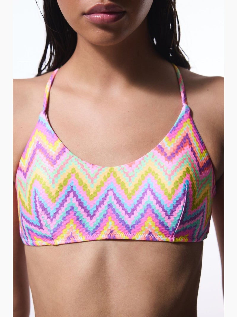 Top de bikini zigzag mujer penti Rosa fluo - Kiabi