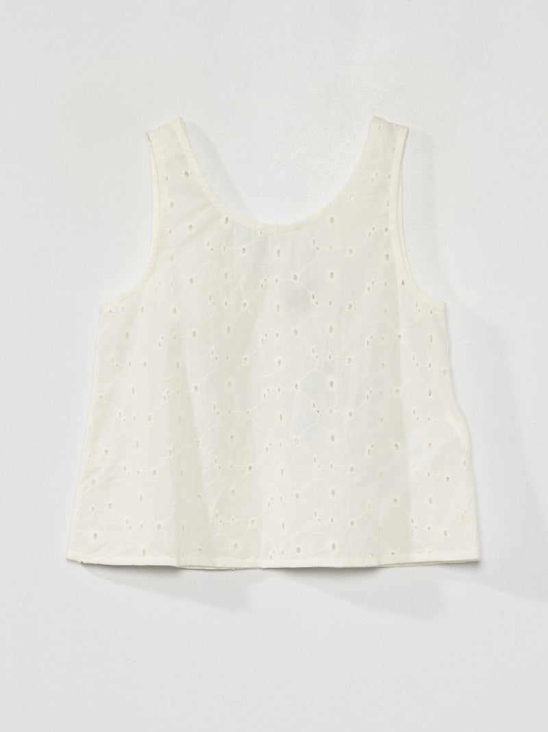 Top de bordado inglés Blanco - Kiabi