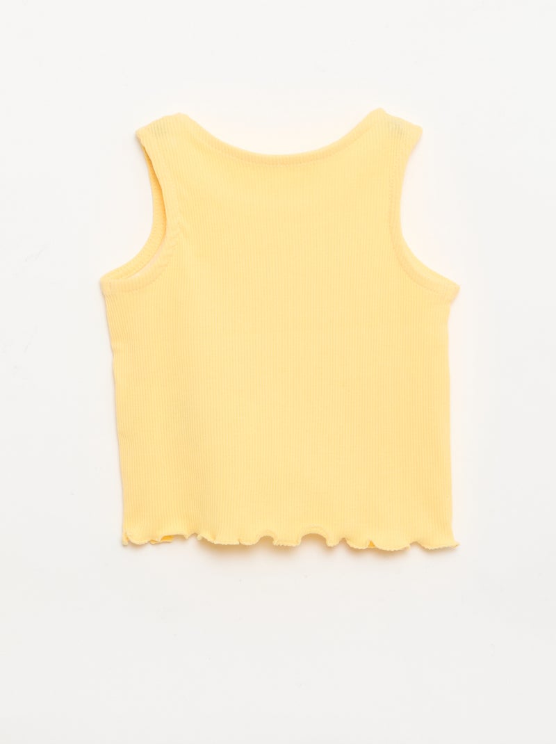 Top de canalé con bajo ondulado Amarillo - Kiabi