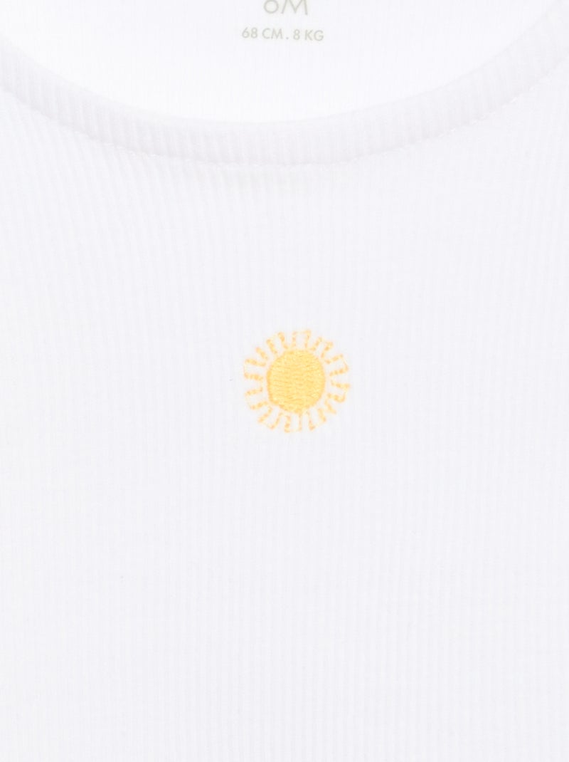 Top de canalé con bajo ondulado Blanco - Kiabi