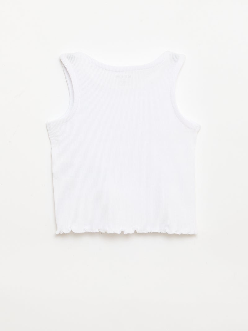 Top de canalé con bajo ondulado Blanco - Kiabi