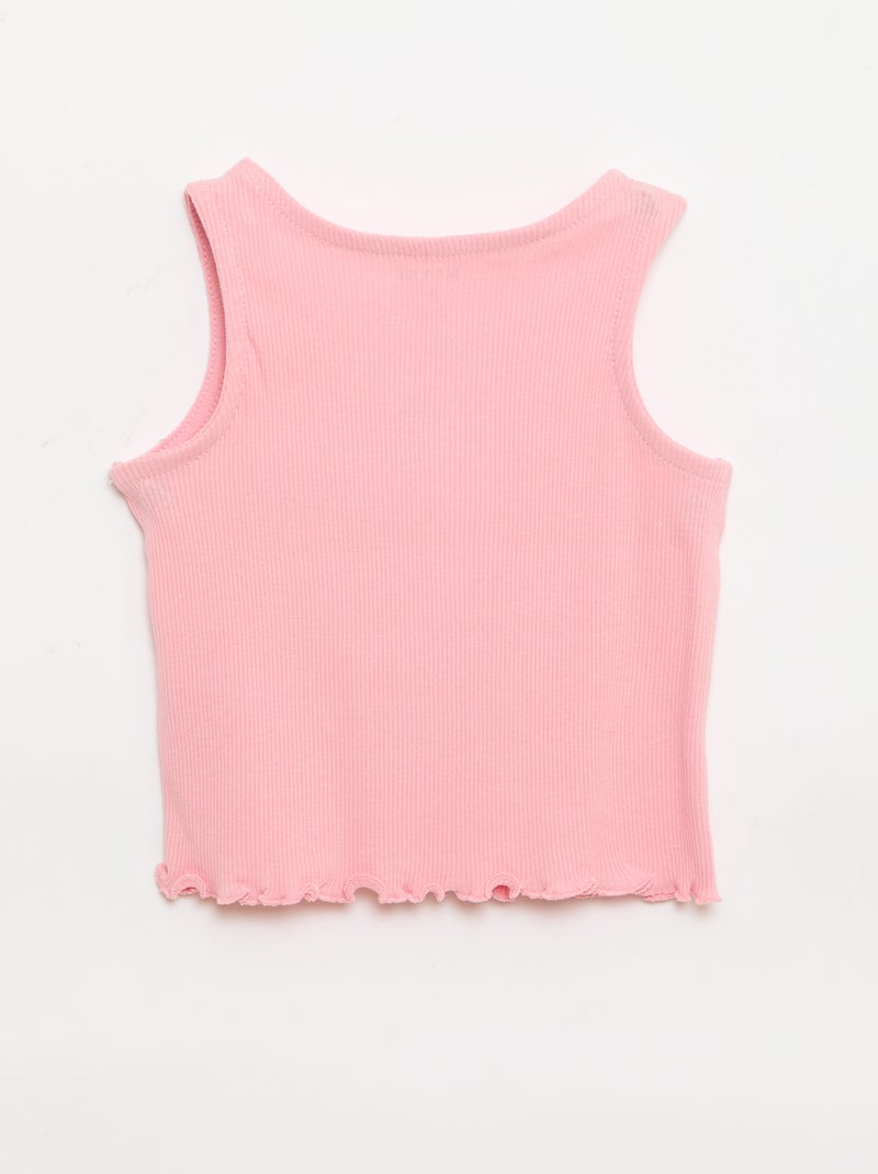 Top de canalé con bajo ondulado Rosa - Kiabi