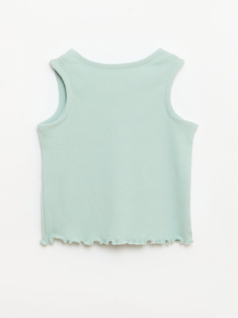 Top de canalé con bajo ondulado Verde - Kiabi