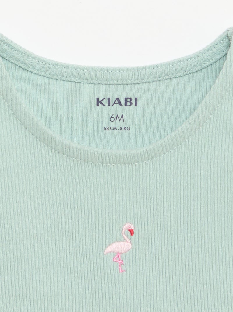 Top de canalé con bajo ondulado Verde - Kiabi