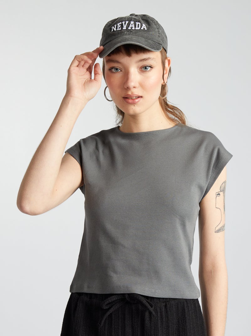 Top de canalé GRIS - Kiabi