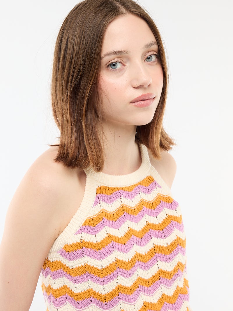 Top de croché con sisas americanas Beige - Kiabi
