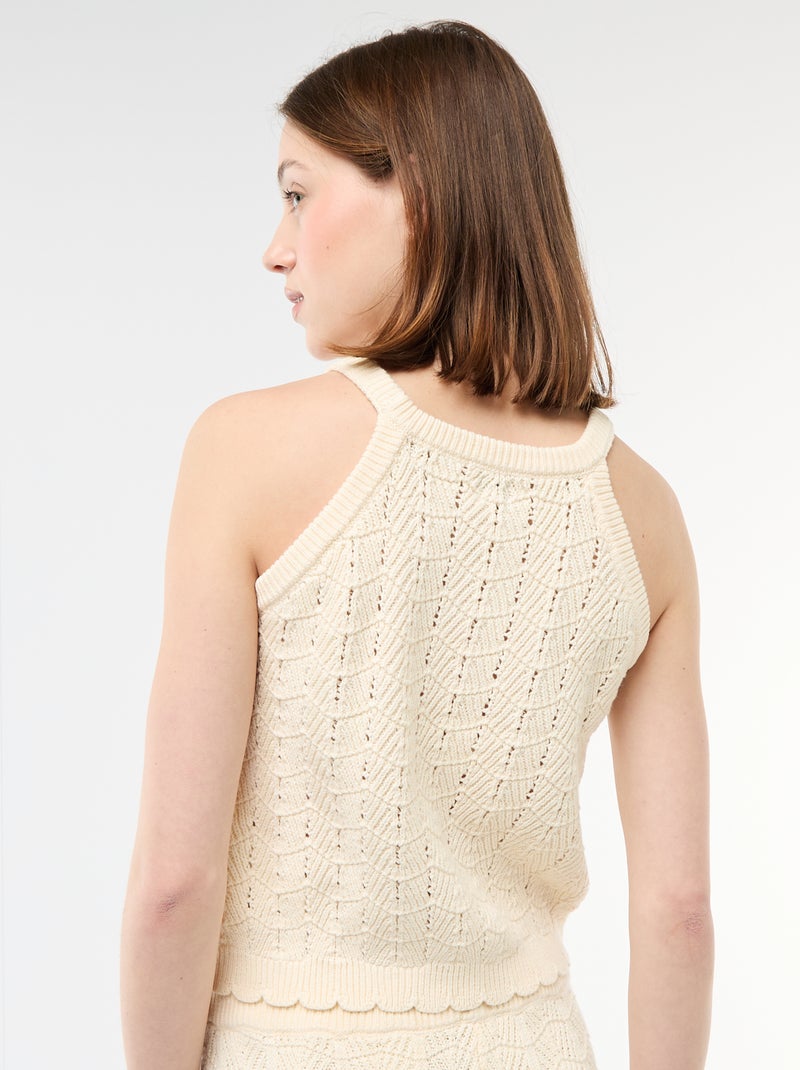 Top de croché con sisas americanas Beige - Kiabi