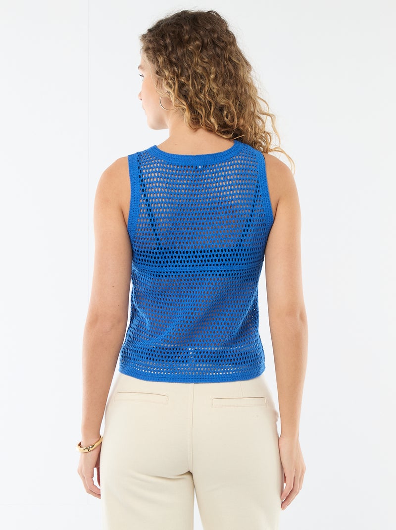 Top de croché sin mangas Azul - Kiabi