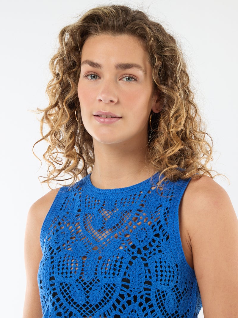 Top de croché sin mangas Azul - Kiabi