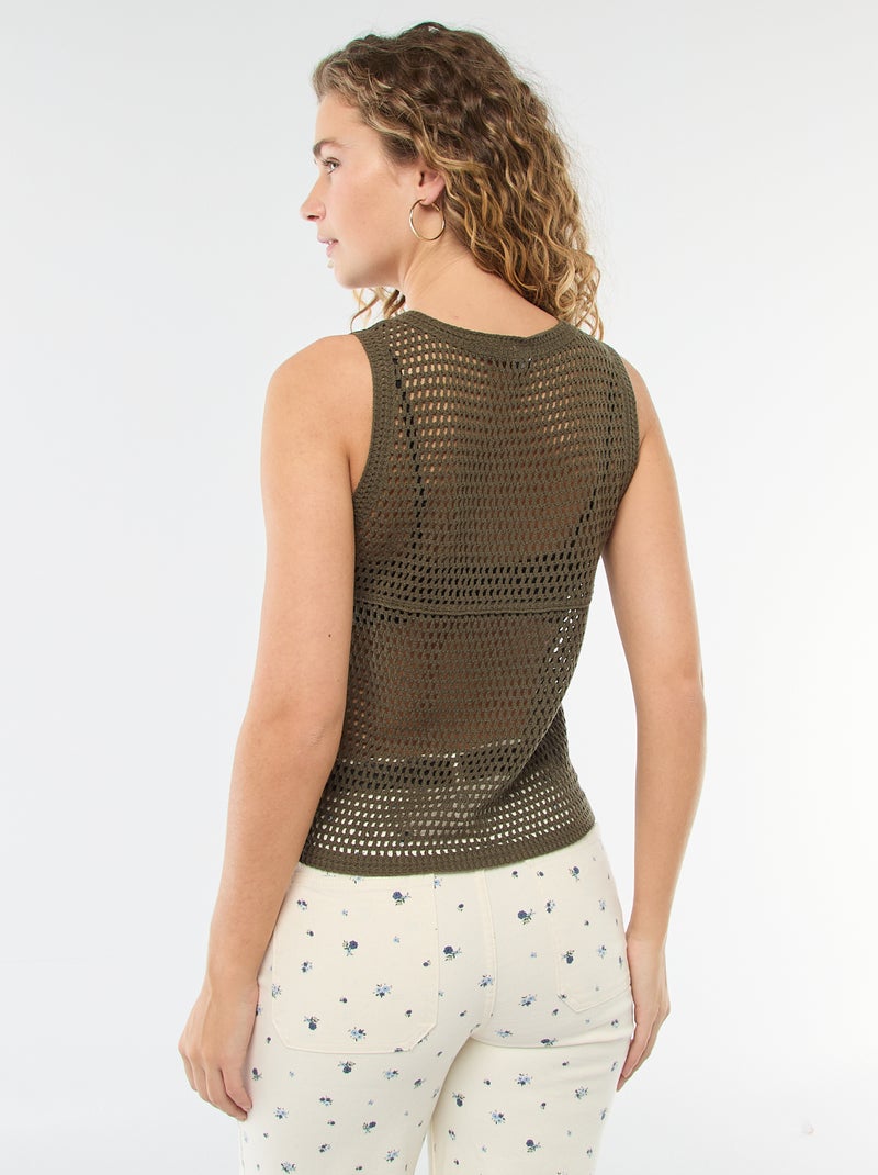 Top de croché sin mangas Kaki - Kiabi