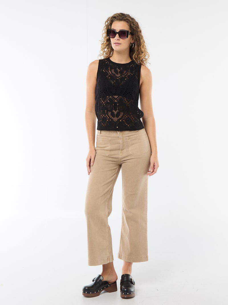 Top de croché sin mangas Negro - Kiabi