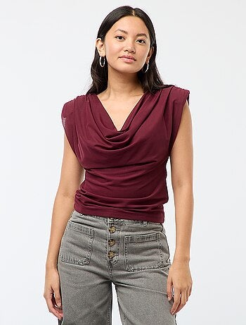 Top de cuello drapeado sin mangas
