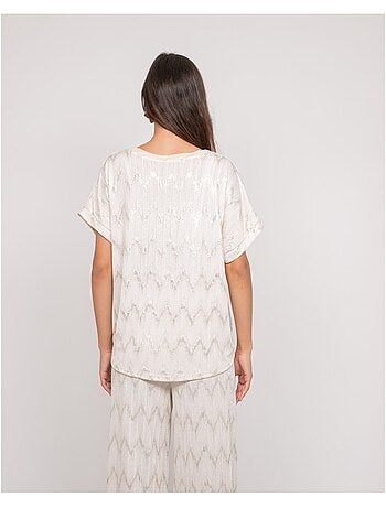 Top de cuello en V con motivos FERIDE