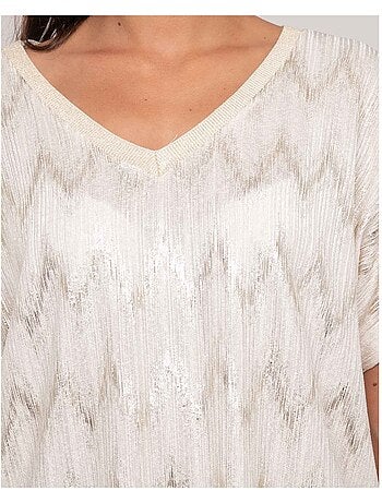 Top de cuello en V con motivos FERIDE
