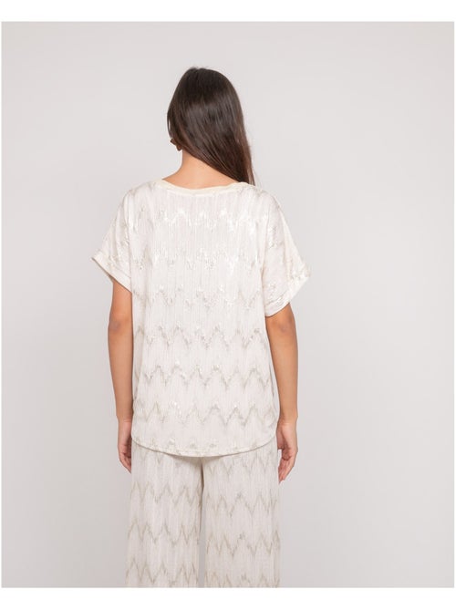 Top de cuello en V con motivos FERIDE - Kiabi Top de cuello en V con motivos FERIDE - Kiabi