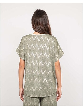 Top de cuello en V con motivos FERIDE