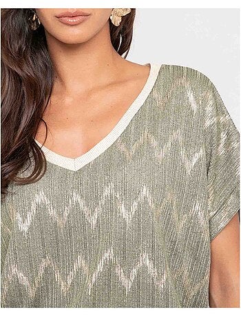 Top de cuello en V con motivos FERIDE