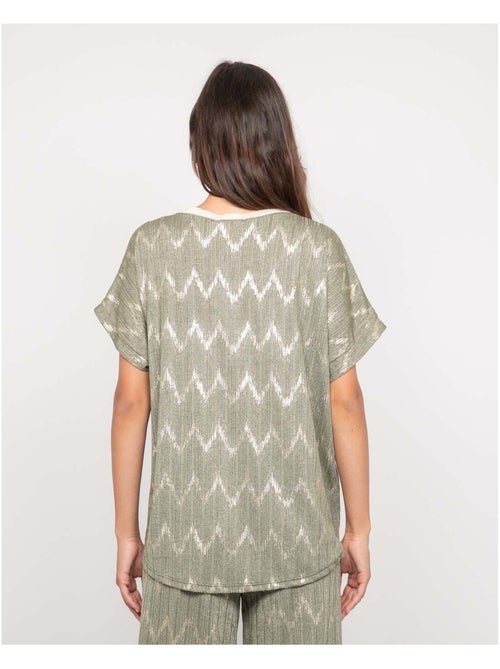 Top de cuello en V con motivos FERIDE - Kiabi Top de cuello en V con motivos FERIDE - Kiabi