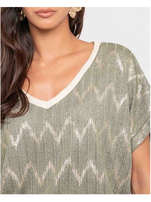 Top de cuello en V con motivos FERIDE - Kiabi Top de cuello en V con motivos FERIDE - Kiabi