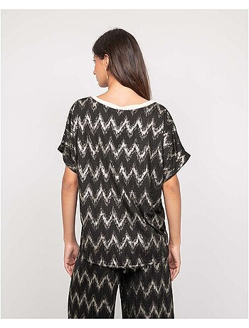 Top de cuello en V con motivos FERIDE